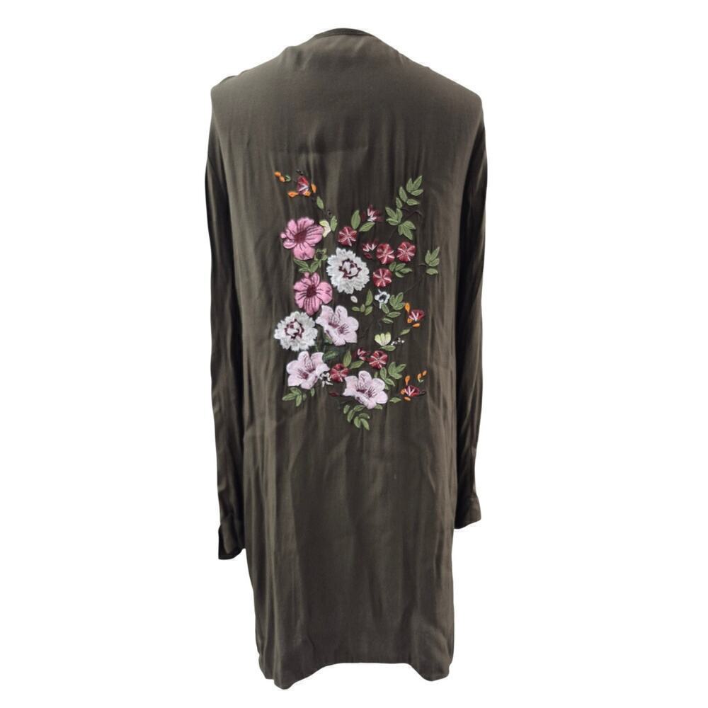 Gibson Latimer Brown Embroidered Light Robe Coat Topper Open Front  Sz XL